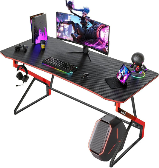 Simple Gaming Desk Z Shaped 55 inch Gamer Workstation