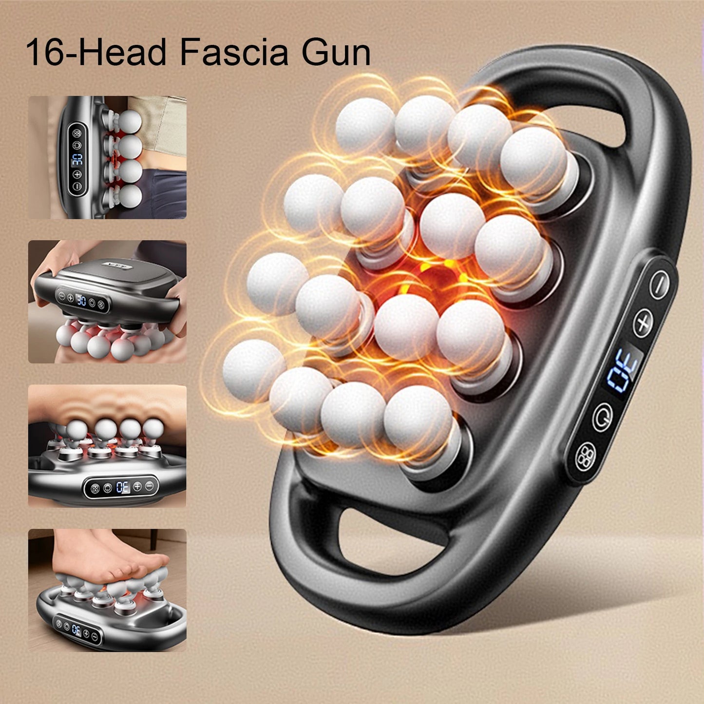 16 Massage Heads Massage Gun Wireless Fascia Gun High Frequency Vibration Back Waist Massager Massager Neck Shoulder Masajeador
